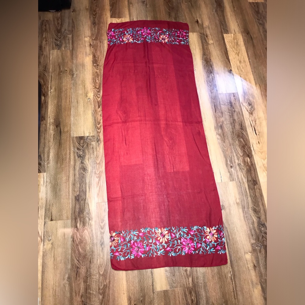 Elegant Red Floral Scarf